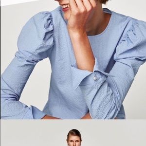 Zara Puff sleeve blue top blouse